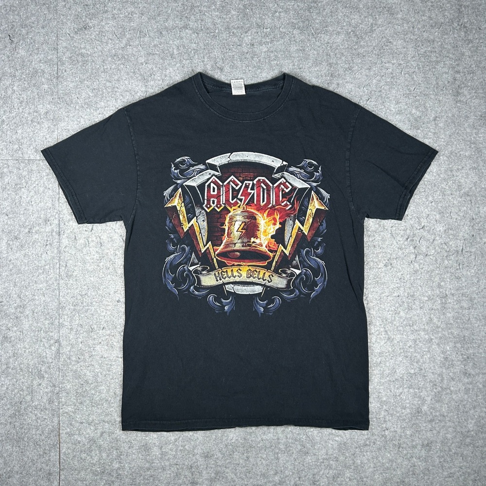 AC/DC T Shirt Mens Medium Black Hells Bells Rock Band Graphic Tee Concert